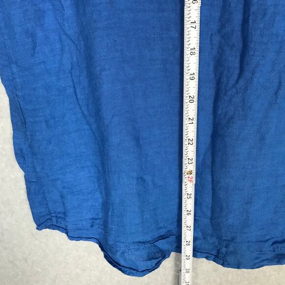 Saiph Lab Top Women 1X Blue Linen Cotton Blouse Shirt Oversize Lagenlook Texture - Picture 4 of 12